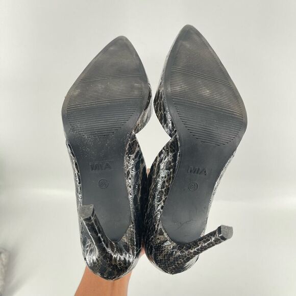 Mia Margo Black Embossed Snakeskin D’Orsay Pointed Toe Pump Heels Size 8.5 - Picture 8 of 14